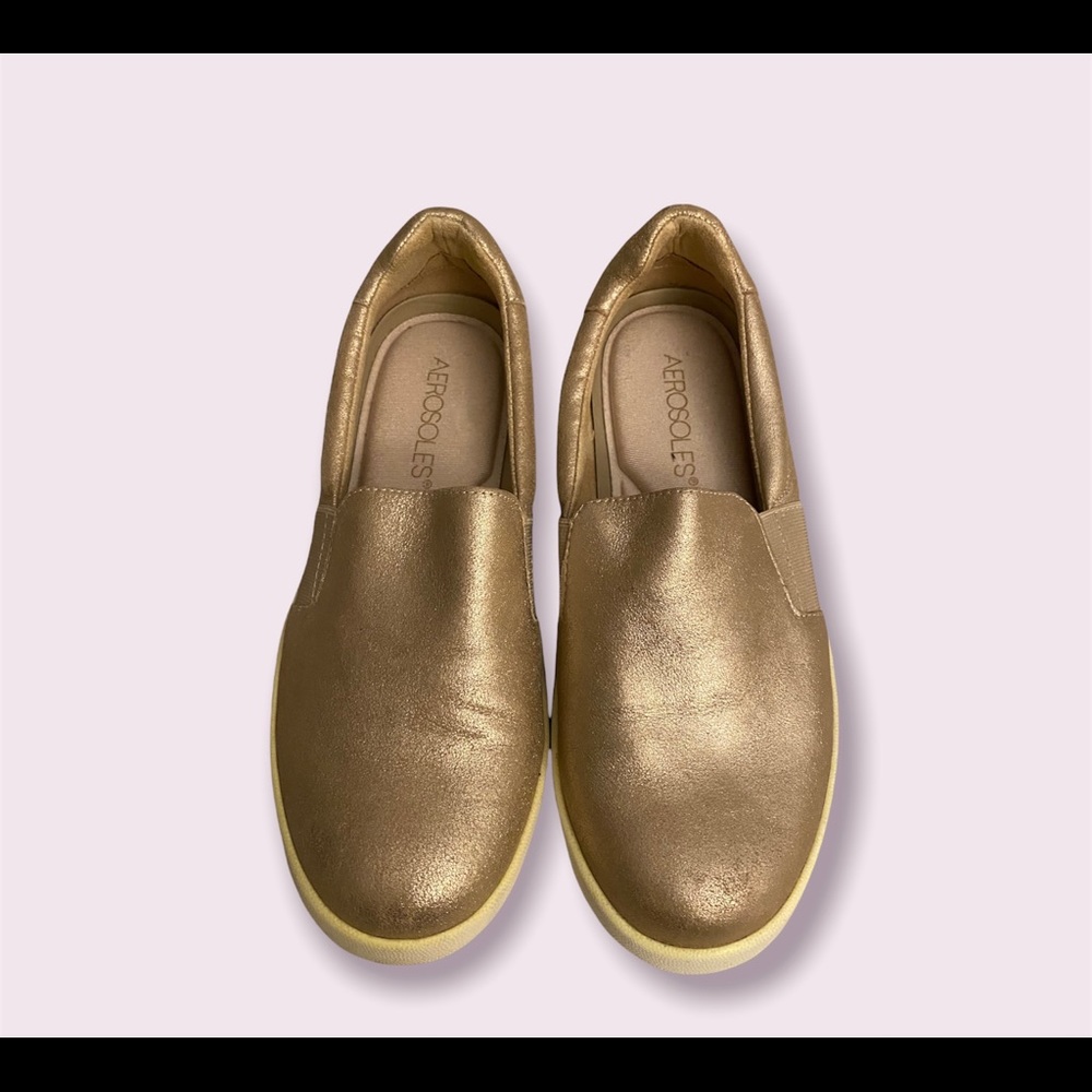 Aerosoles Gold Slip On Sneakers Size 5.5.